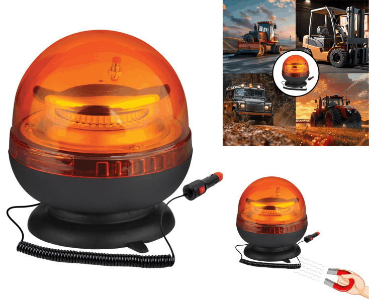 Rundumleuchte orange 12V/24V mit Magnetfu� und Zigarettenanz�nderstecker