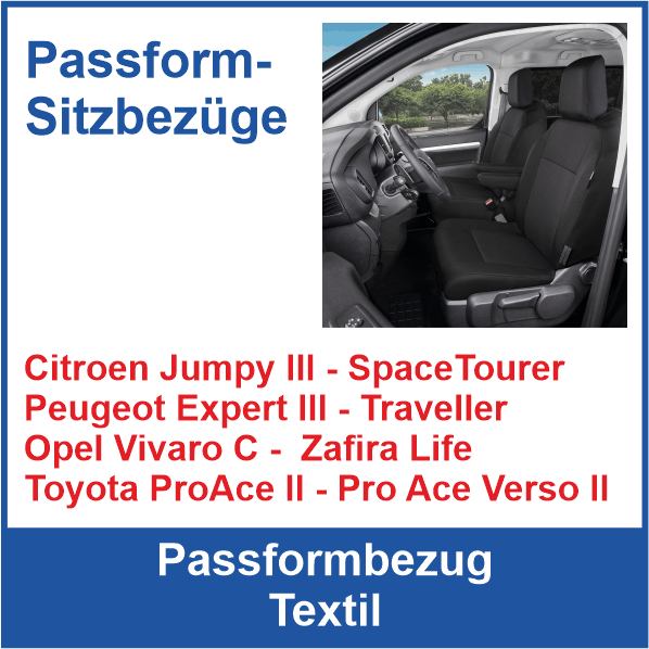 Transporterbezug Passform Citroen Jumpy III, Peugeot Partner III, Opel Combo E, Toyota ProAce City